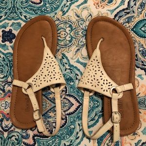 White Flower Cutout Sandals